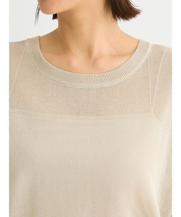 Green Parks ２ｗａｙ　７分袖ブライトシアーニットプルオーバー Beige