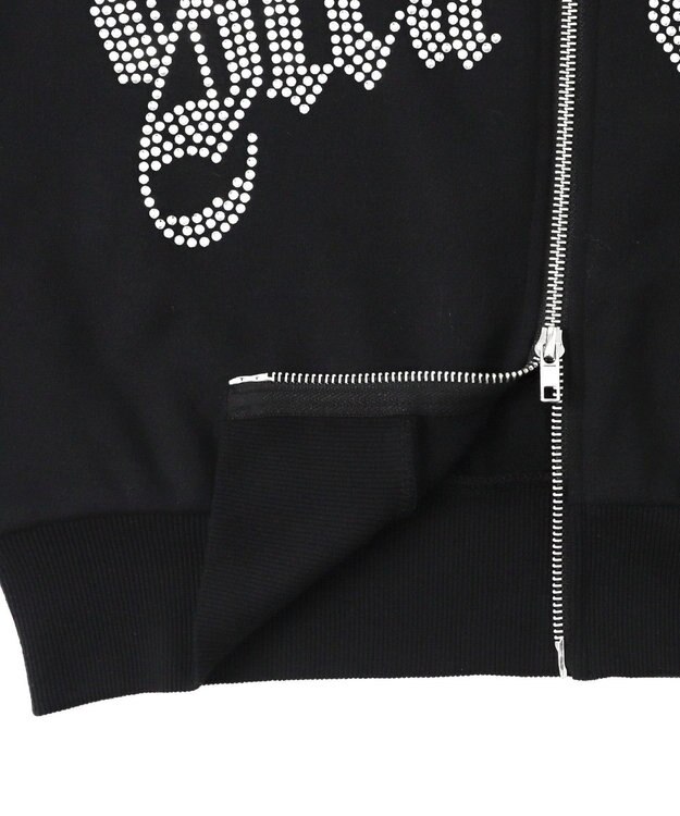 WEGO 【裏起毛】ラインストーン裏起毛ショートジップパーカー ブラック