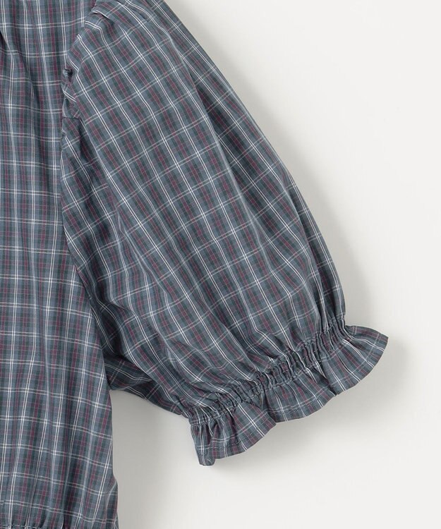 組曲 KIDS 【150-160㎝】チェック ワンピース ブルーグレー系3