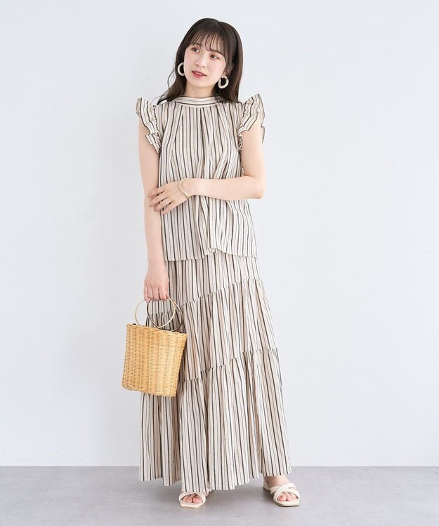 Green Parks ・ＥＬＥＮＣＡＲＥ　ＤＵＥ　ストライプフレアスカート Beige