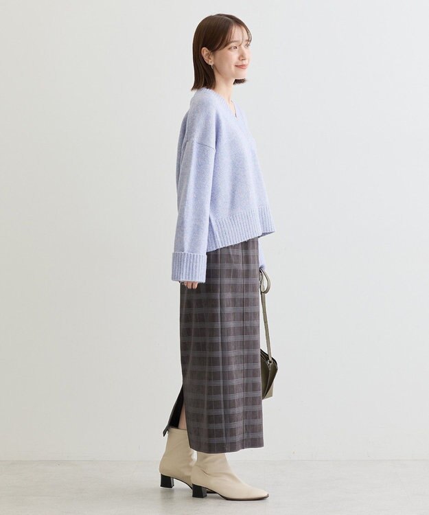 Green Parks ラメＶネックコンパクトニットプルオーバー Purple