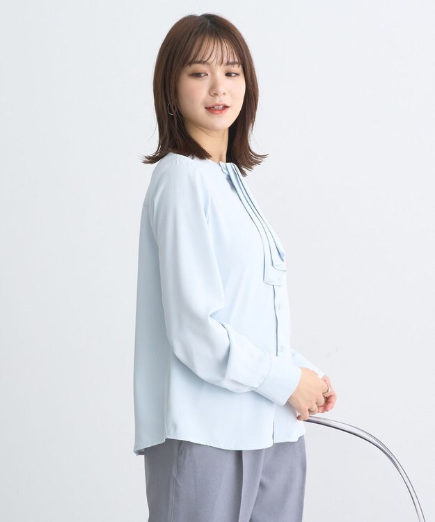 earth music&ecology 2WAYボウタイブラウス サックスブルー