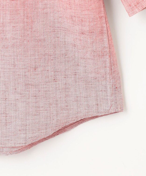 JOSEPH ABBOUD 【サステイナブル・７分袖】リヨセルリネンシャンブレー シャツ ライトオレンジ系