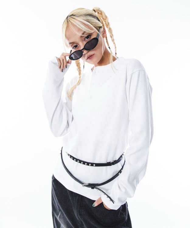 WEGO 【ユニセックス着用ITEM】コンパクトフィットリブヘンリーネックT（LS） ホワイト