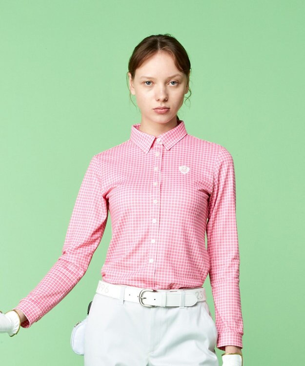 23区GOLF 【WOMEN】【吸水速乾】グラフ柄 長袖シャツ ピンク系3