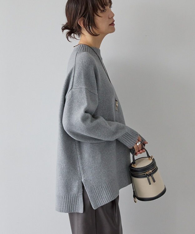 AMERICAN HOLIC サイドスリットハイネックニットプルオーバー Gray Mixture