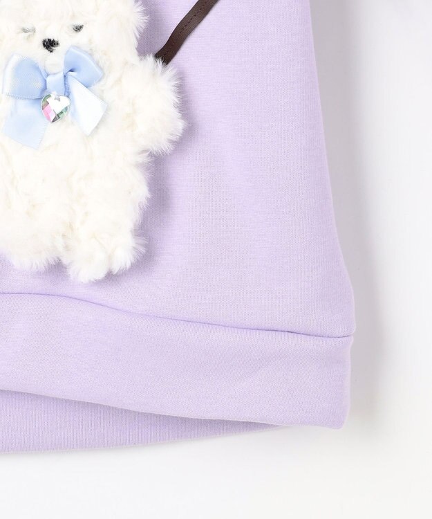 ANY KIDS アニマルポシェット 裏シャギー トレーナー ラベンダー×ネコ