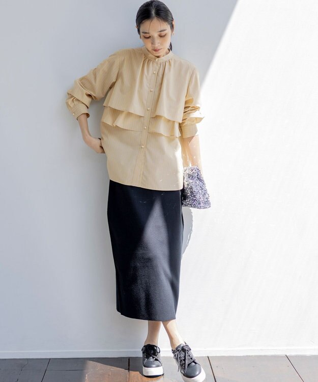 ANY SIS L 【洗える】ラッフルレイヤード ブラウス イエロー系