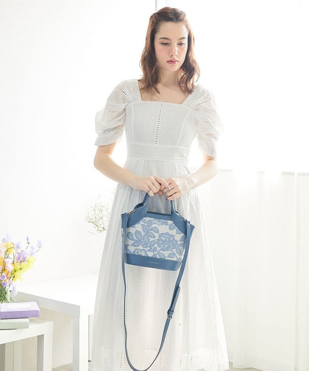 style code 【MERCURYDUO/マーキュリーデュオ】ミックスマテリアル　ハンドバッグ ブルー