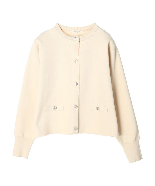 Green Parks ゴールド釦ボックス型カーディガン Ecru