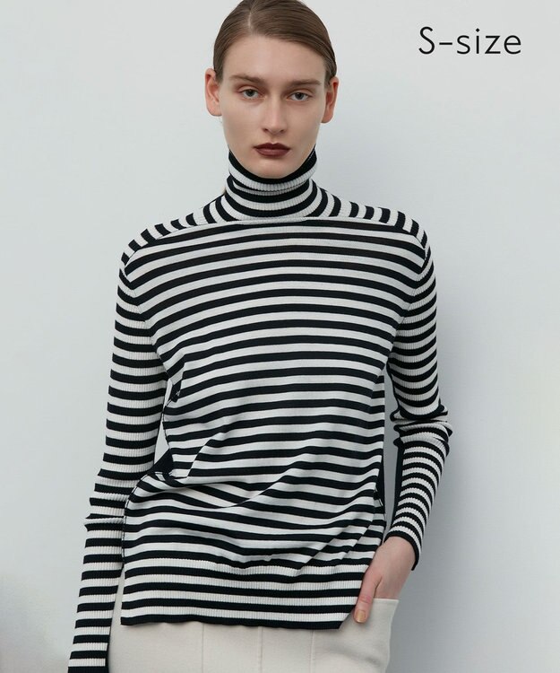 BEIGE， 【CLUEL 10月号掲載・S-size】LA MONNAIE / タートルニット Navy Off Border