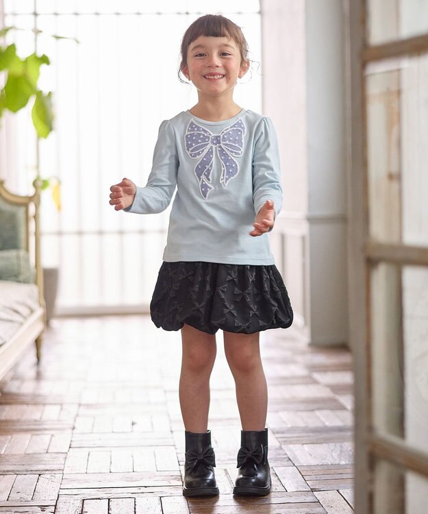 ANY KIDS ドットリボン 長袖Tシャツ サックスブルー