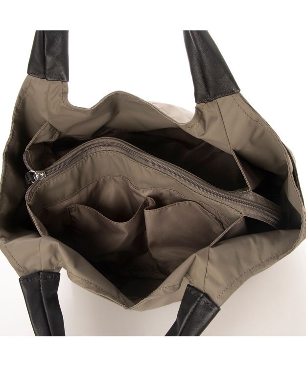 Y'SACCS リサイクルナイロン　ふんわりトート　Sサイズ グレージュ×チョコ