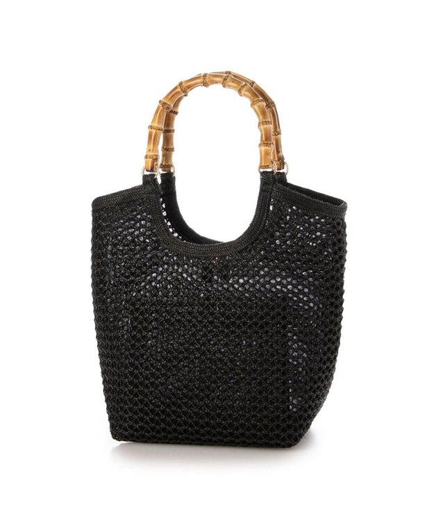 UNBILLION カシュカシュ cachecache / 雑材風バンブーハンドル手提げトート ブラック
