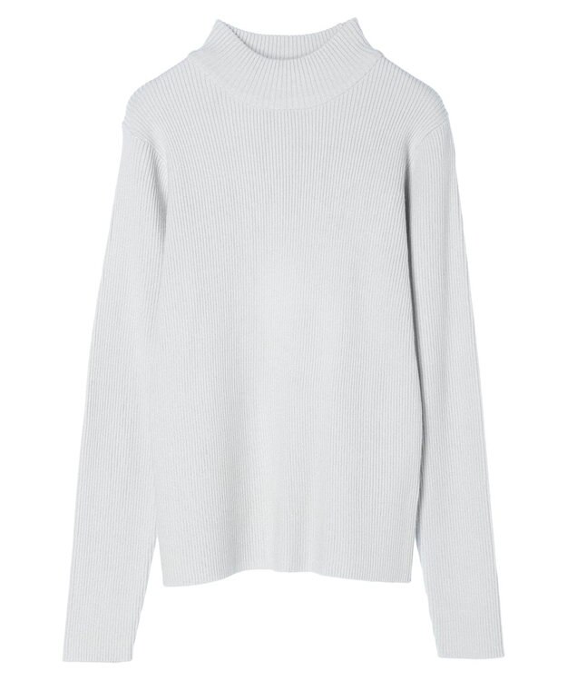 earth music&ecology やわらかタッチハイネックリブプルオーバー Ice Gray