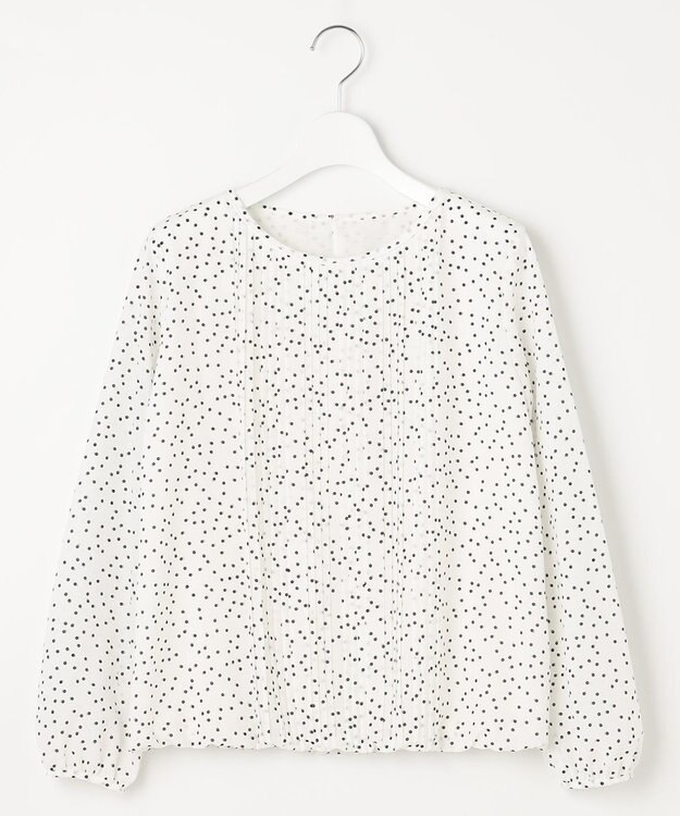 自由区 L 【洗える】ロイヤルシフォンドット柄 ブラウス オフプリント