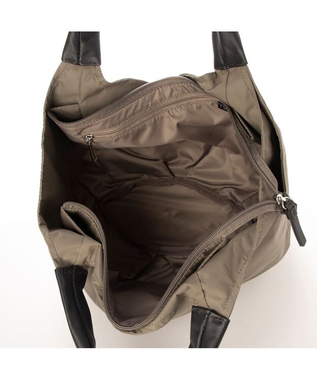 Y'SACCS リサイクルナイロン　ふんわりトート　Sサイズ グレージュ×チョコ