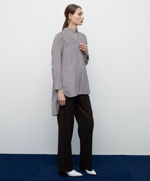 BEIGE， BAILLEUL / ロングシャツ Brown Stripe