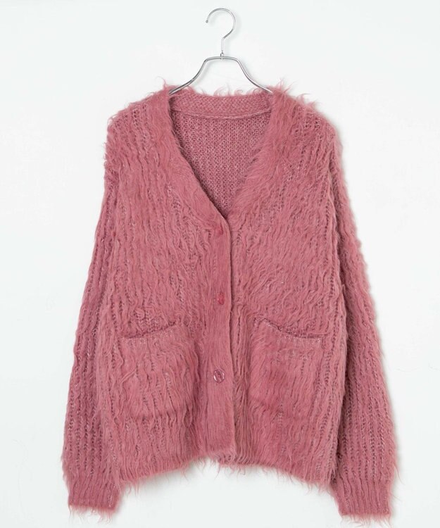 WEGO 【軽量】ブラッシュニットBIGカーディガン ピンク