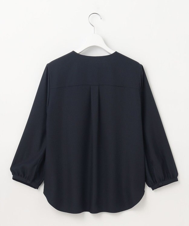 自由区 【洗える】ソフトジョーゼットスキッパー ブラウス ネイビー