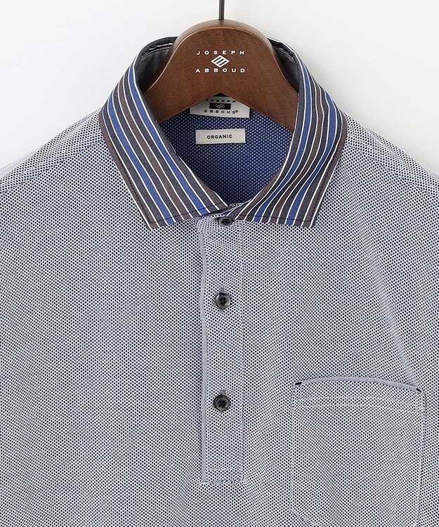 JOSEPH ABBOUD 【キングサイズ・オーガニックコットン】長袖ダディポロシャツ ブルー系
