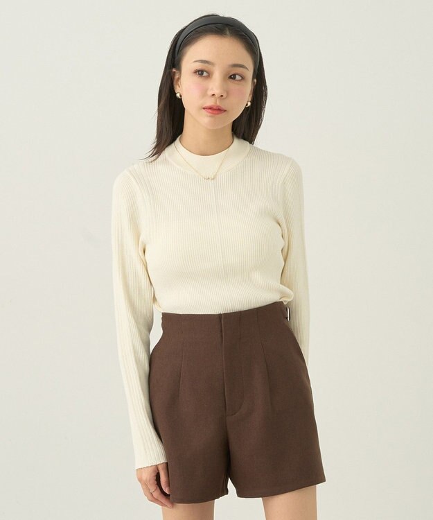 earth music&ecology やわらかタッチハイネックリブニットプルオーバー Ivory