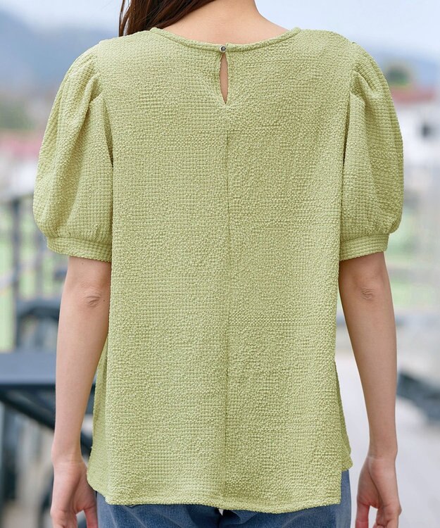 Tiaclasse 【洗える】ボリューム袖ジャガードプルオーバー ライム