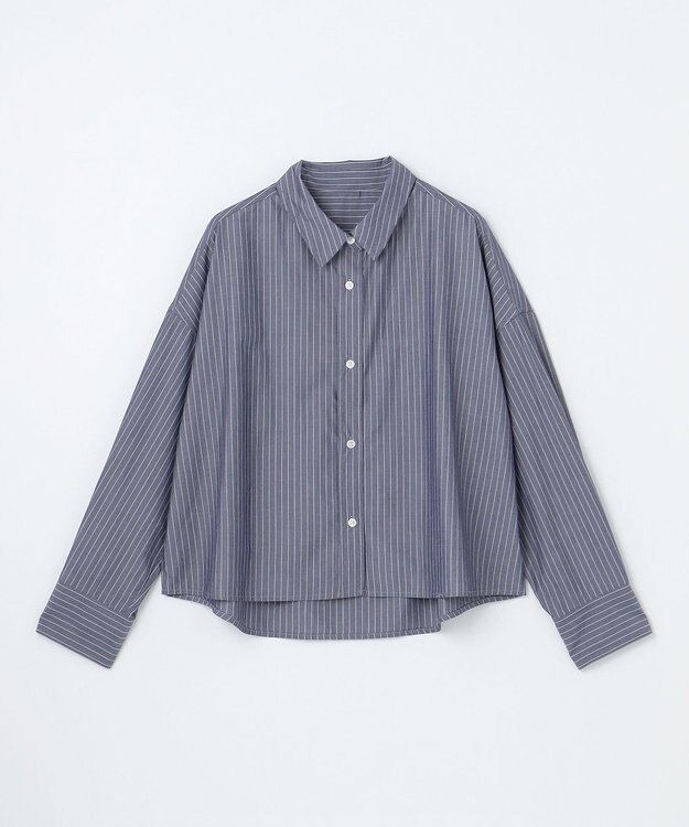 ANY 【手洗い可能/抗菌防臭/速乾/UVカット】ショート丈シャツ ネイビーストライプ