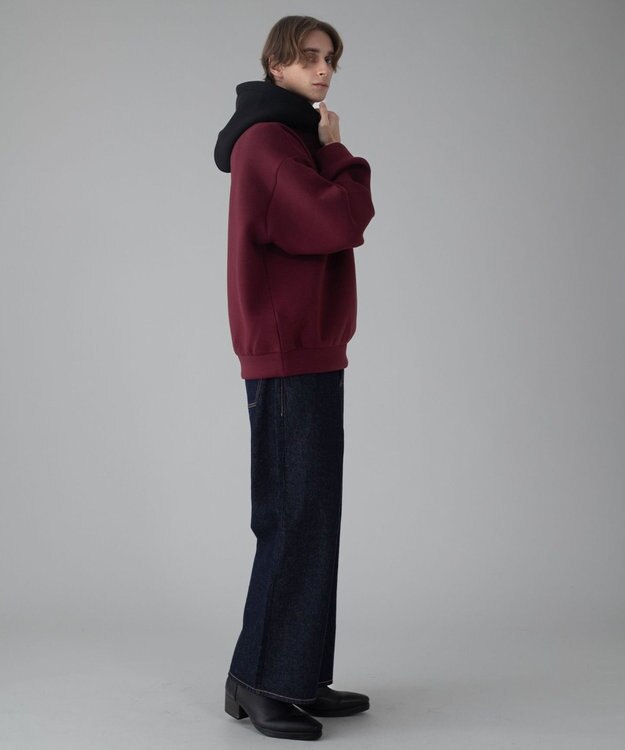 WEGO 【ユニセックス着用ITEM/MLサイズ展開】ワンポイントバイカラープルパーカー ワイン