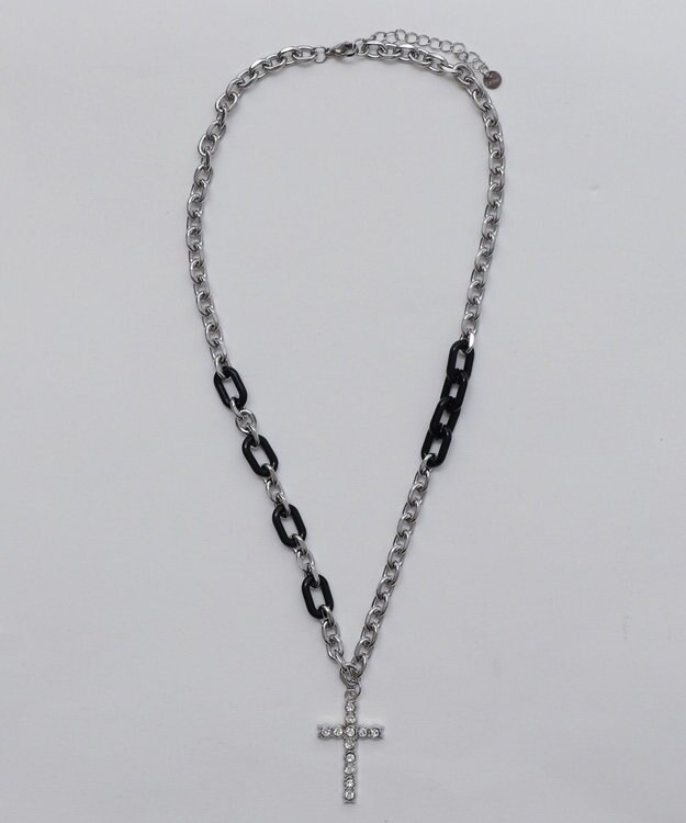 WEGO Lカラーチェーンミックスクロスネックレス ブラック