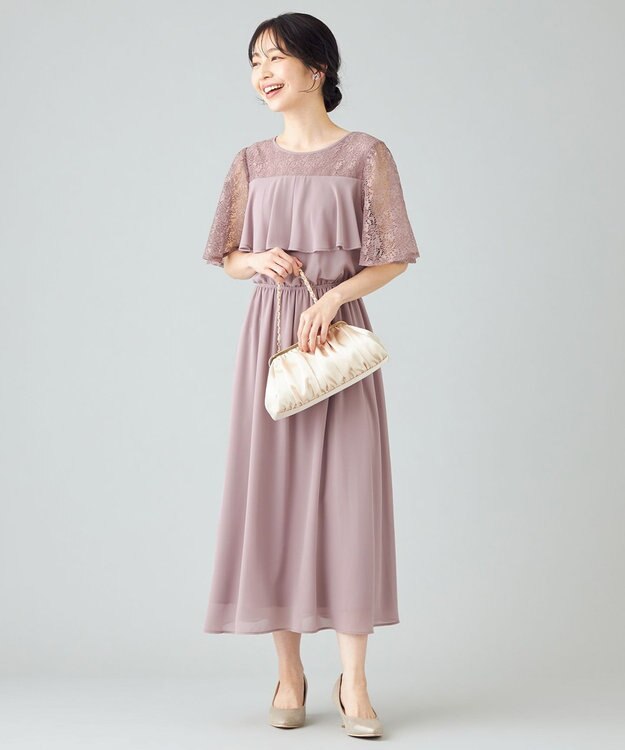 ANY SIS S 【Lily Calin】ラッフルディテール ドレス スモーキーピンク