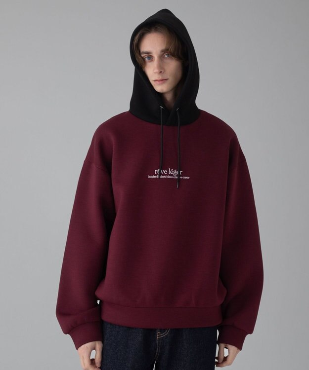 WEGO 【ユニセックス着用ITEM/MLサイズ展開】ワンポイントバイカラープルパーカー ワイン