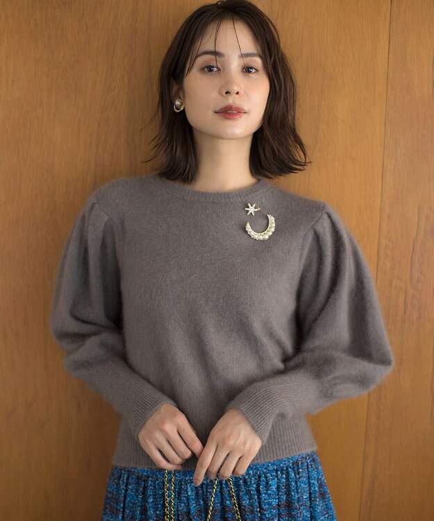 組曲 L 【WEB限定】フラッフィーファー パフスリーブニット ココアブラウン系