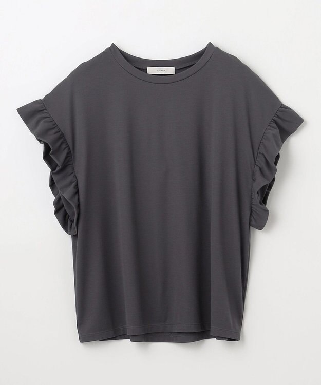 ANY ストレッチピケフリルTシャツ チャコール