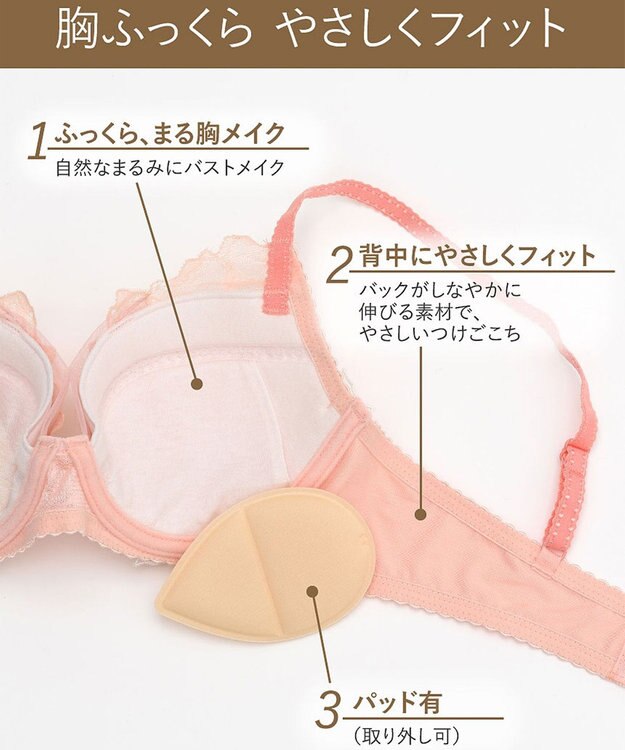 Wing Wing Lesiage　【2820シリーズ】　ブラジャー　ふっくらまる胸メイク　ウイング／ワコール　PB2820 オレンジ