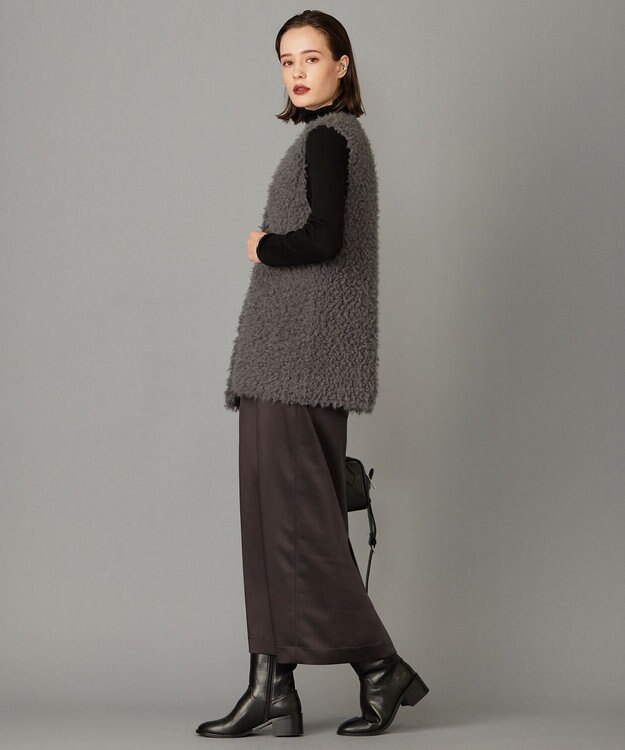 ICB 【リバーシブル着用可能】フェイクムートン ジレ チャコール系