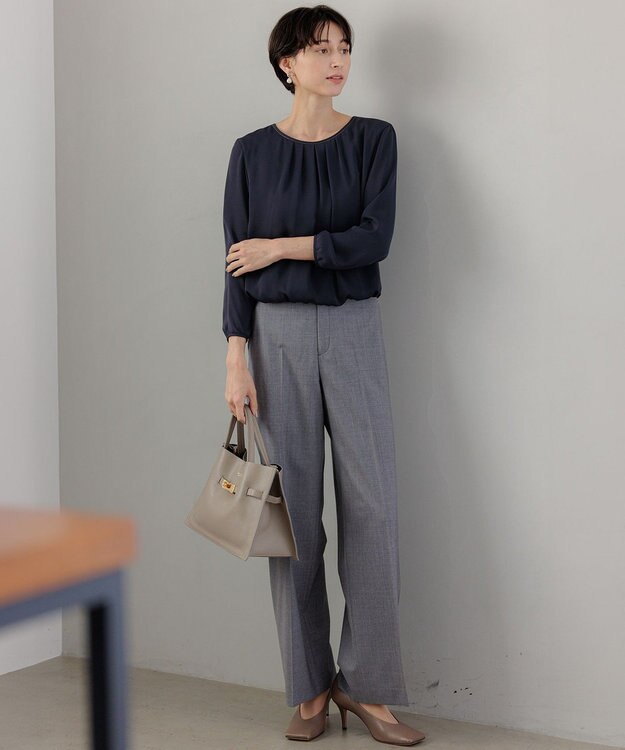 23区 【セットアップ対応】ラフィーネウール ワイドパンツ ライトグレー系