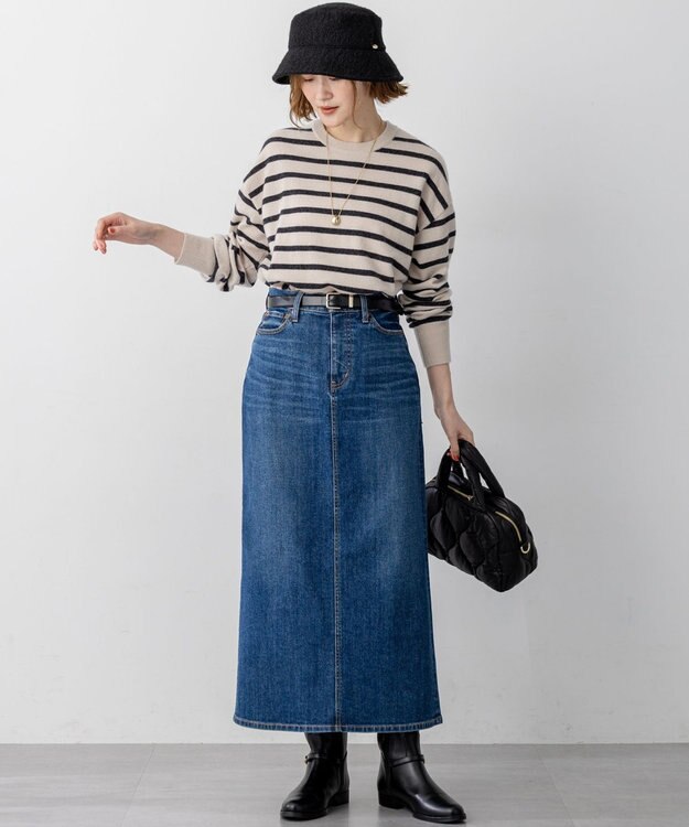 23区 【Oggi3月号掲載/新色追加/洗える】23区DENIM ストレッチ デニムスカート ウォッシュドブルー系