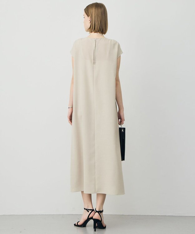 ICB ドライアセテートスラブ フレンチスリーブワンピース サンドベージュ
