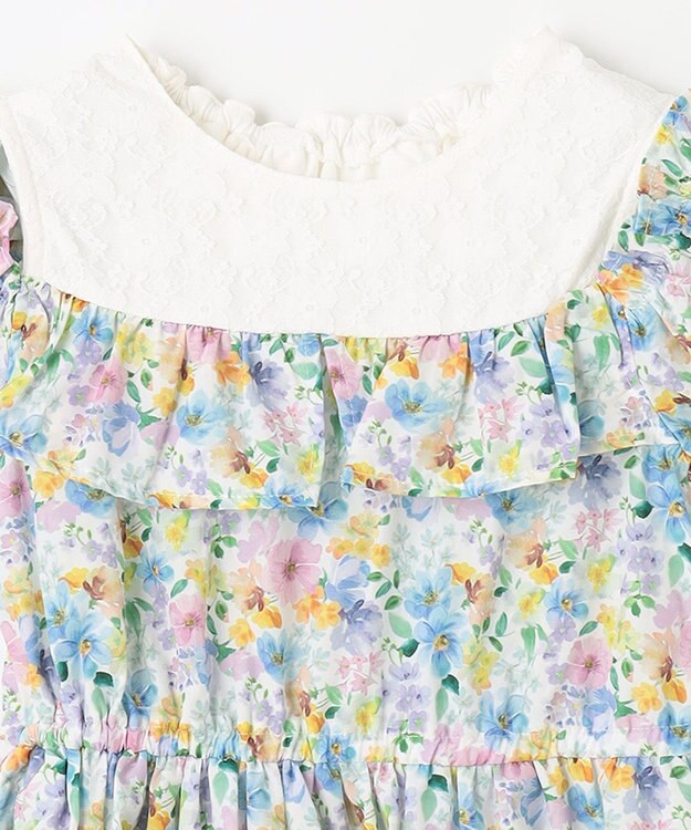 ANY KIDS オンオフショルダー ガーリー ワンピース ホワイト系花柄