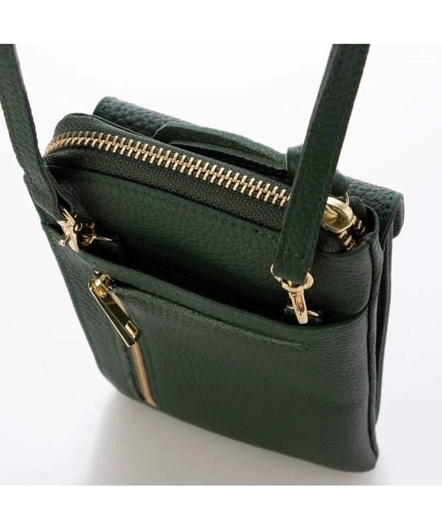 UNBILLION ペルケ perche / 牛革シュリンクタイプモバイルウォレットショルダー　旧8660 グリーン