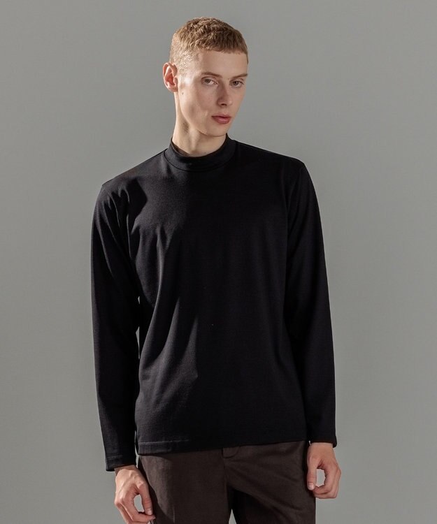 JOSEPH HOMME ウールジャージーウォッシャブル　モックネックカットソー ブラック系