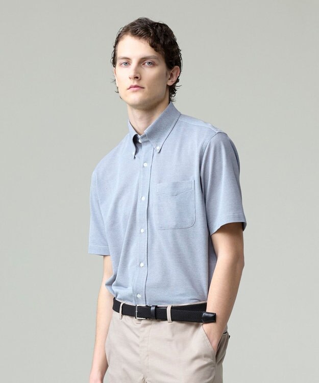 J.PRESS MEN 酷暑の清潔感もこれ一枚で【吸水速乾 / 抗菌防臭 / 防シワ】【J.PRESS OXFORD JERSEY】カノコインレイ半袖 シャツ / B.D.