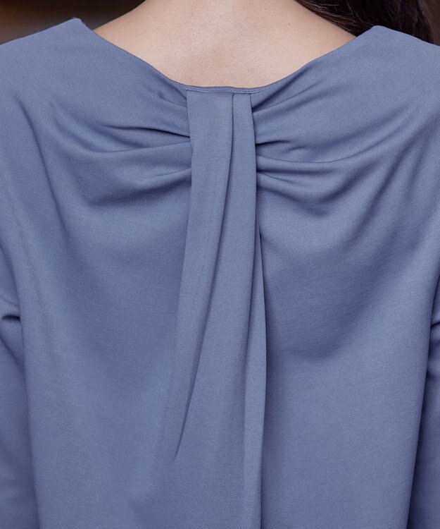 Tiaclasse 【洗える】キーネックバックツイストポンチチュニックブラウス ブルー