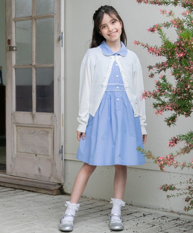 組曲 KIDS 【110-140㎝】シャンブレー ワンピース サックスブルー系