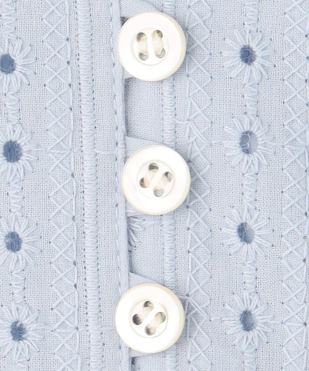 組曲 【WEB限定色あり】レースコンビシャーティング ブラウス 【WEB限定】サックスブルー