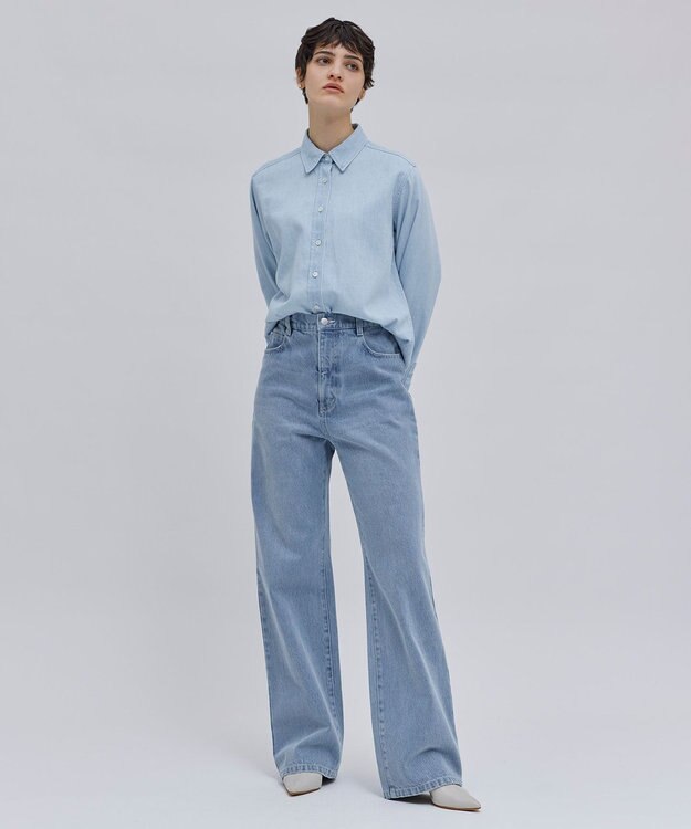 BEIGE， 【洗える】VICTOR / ワイドデニムパンツ L.Indigo