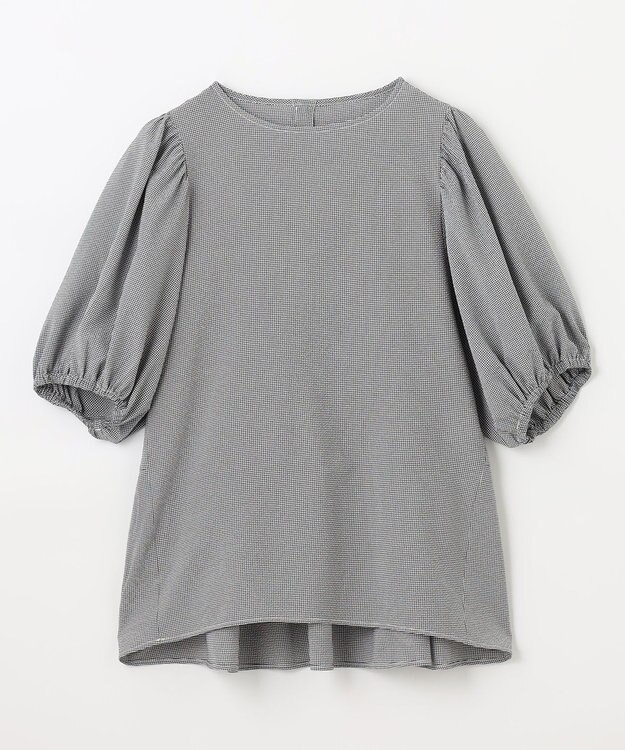 ANY サッカーギャザーバックペプラムブラウス ギンガム