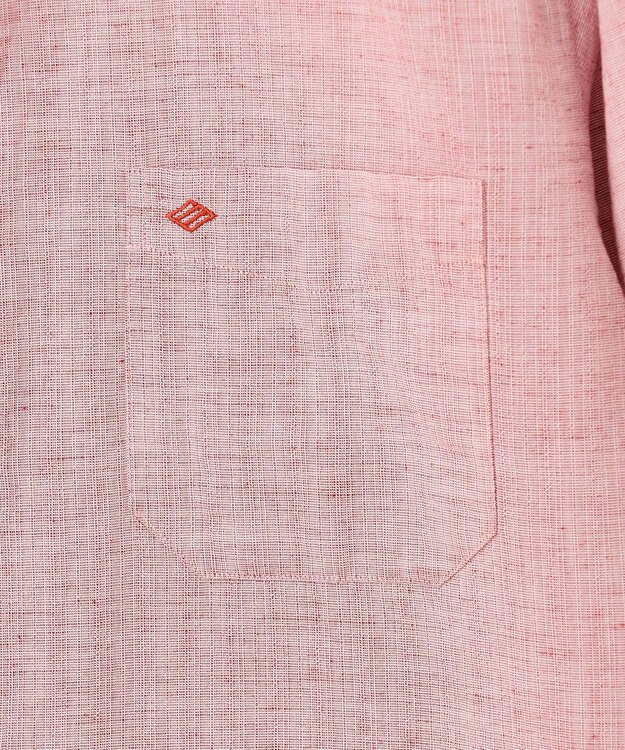 JOSEPH ABBOUD 【サステイナブル・７分袖】リヨセルリネンシャンブレー シャツ ライトオレンジ系