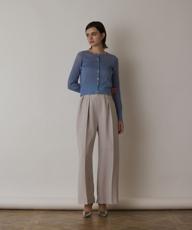 GRACE CONTINENTAL ラメリブシアーニットカーディガン ブルー